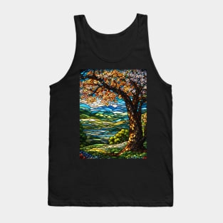 Stained Glass Blooming Tree at Springtime Tank Top